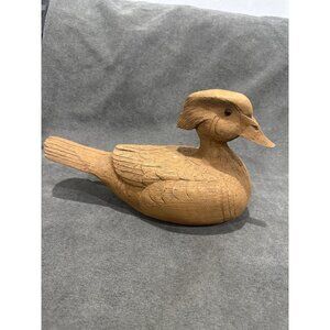 Handcrafted Wooden concept wood Duck Decoy Intricate Feather Carvings